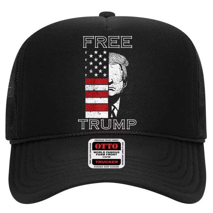 Free Trump 2024 High Crown Mesh Trucker Hat