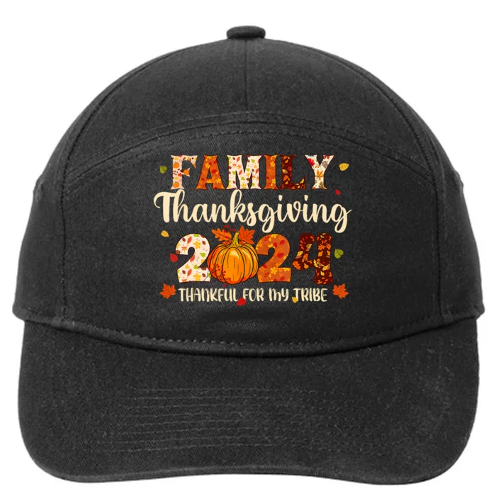 Family Thanksgiving 2024 Thankful For My Tribe Fall Autumn 7-Panel Snapback Hat