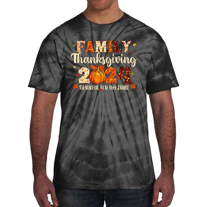 Family Thanksgiving 2024 Thankful For My Tribe Fall Autumn Tie-Dye T-Shirt