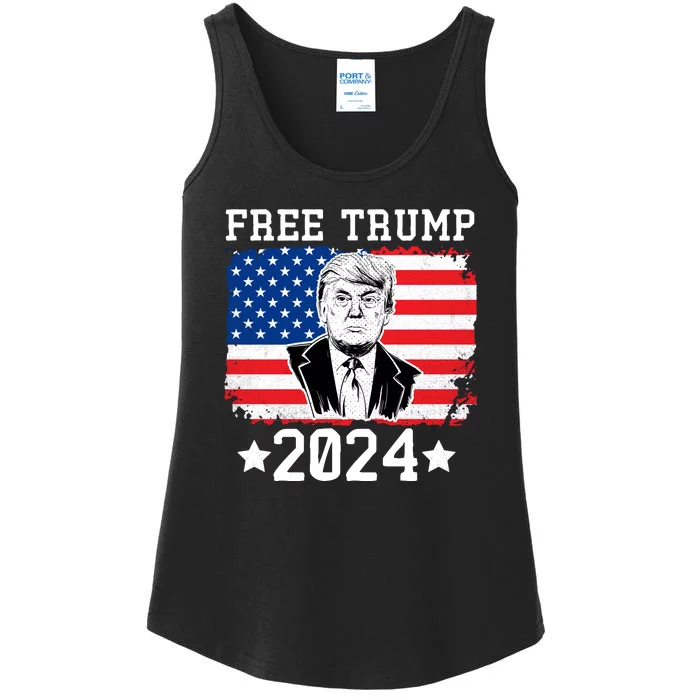 Free Trump 2024 Donald Trump USA Election Ladies Essential Tank