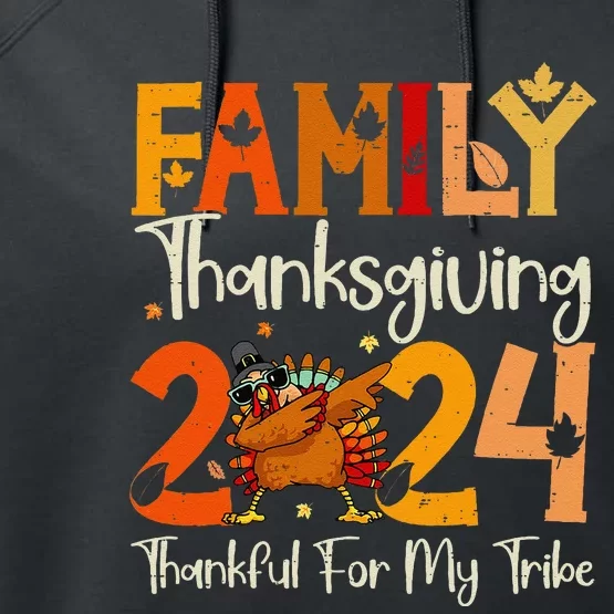 Family Thanksgiving 2024 Crew Dabbing Turkey Group Matching Gift Performance Fleece Hoodie