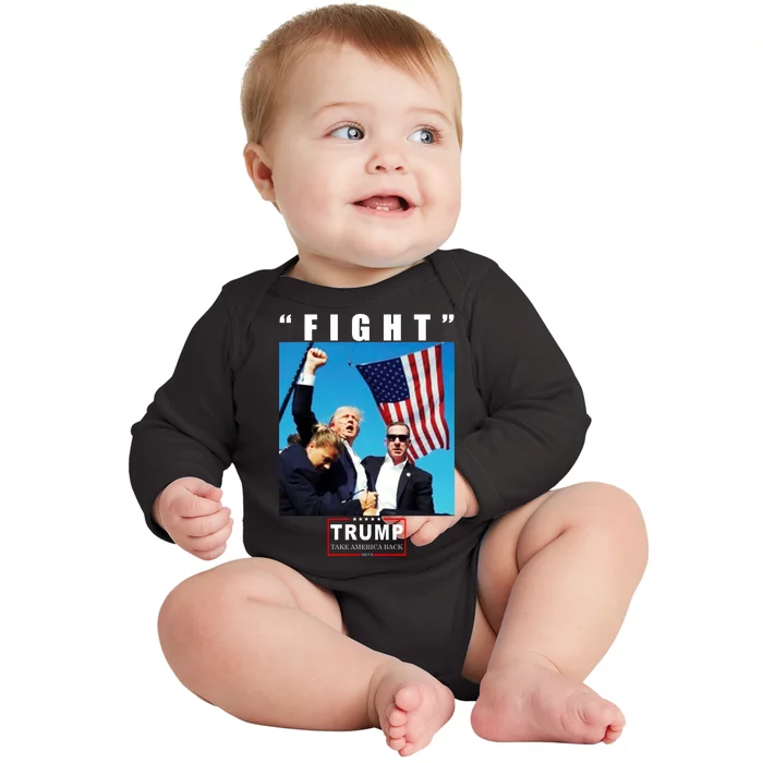 Fight Trump 2024 Take America Back Pennsylvania Rally Shooting Baby Long Sleeve Bodysuit