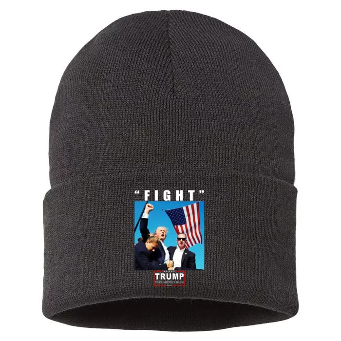 Fight Trump 2024 Take America Back Pennsylvania Rally Shooting Sustainable Knit Beanie