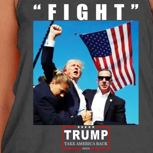 Fight Trump 2024 Take America Back Pennsylvania Rally Shooting Women's Knotted Racerback Tank