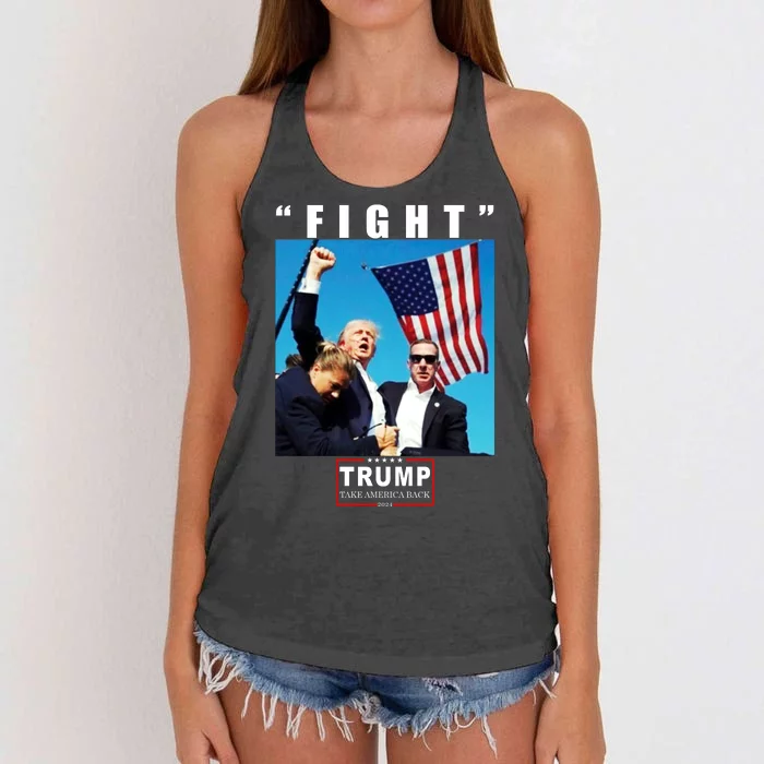 Fight Trump 2024 Take America Back Pennsylvania Rally Shooting Women's Knotted Racerback Tank