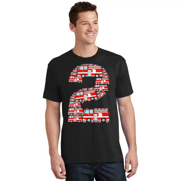 Fire Truck 2nd Birthday 2 Year Old Firefighter T-Shirt