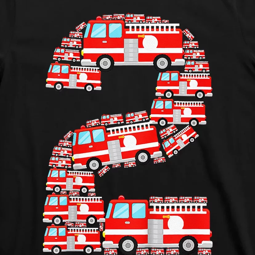 Fire Truck 2nd Birthday 2 Year Old Firefighter T-Shirt