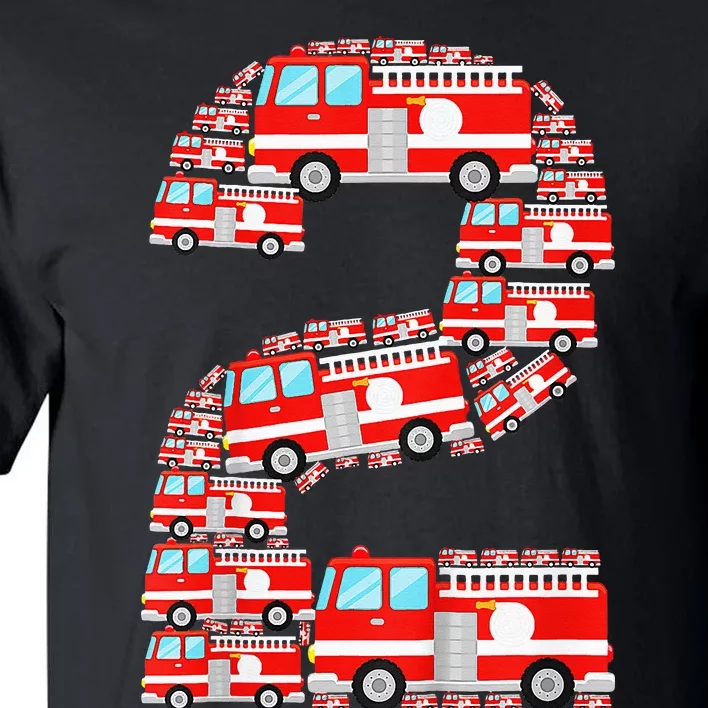 Fire Truck 2nd Birthday 2 Year Old Firefighter Tall T-Shirt