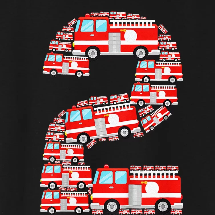 Fire Truck 2nd Birthday 2 Year Old Firefighter Women's Crop Top Tee