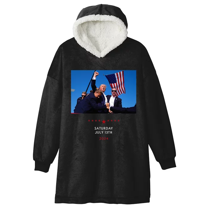 Funny Trump 2024 Shooting At Trump Rally In Pennsylvania Hooded Wearable Blanket