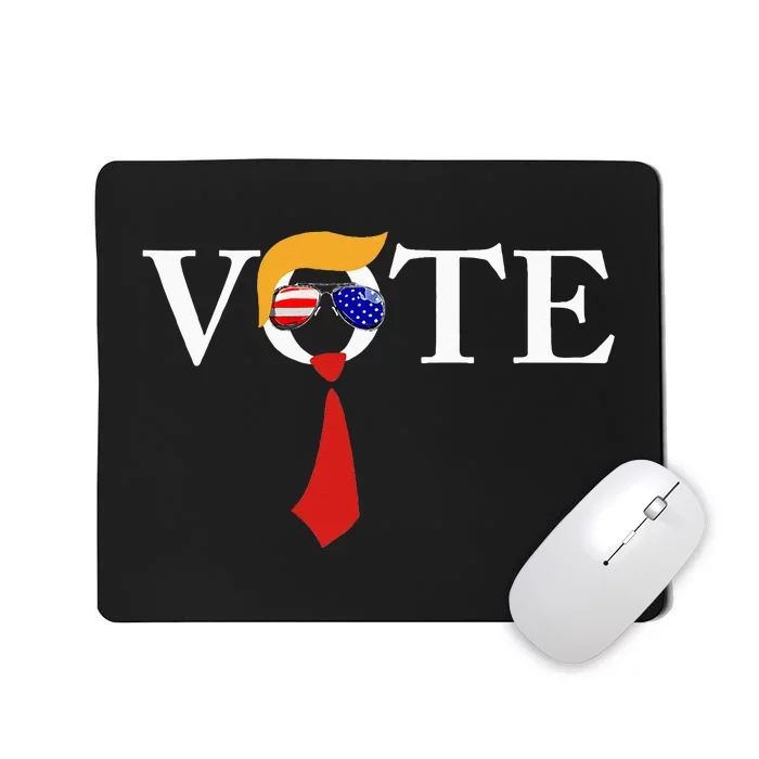 Funny Trump 2024 Vote With Trump Hair Sunglasses Us Flag Mousepad