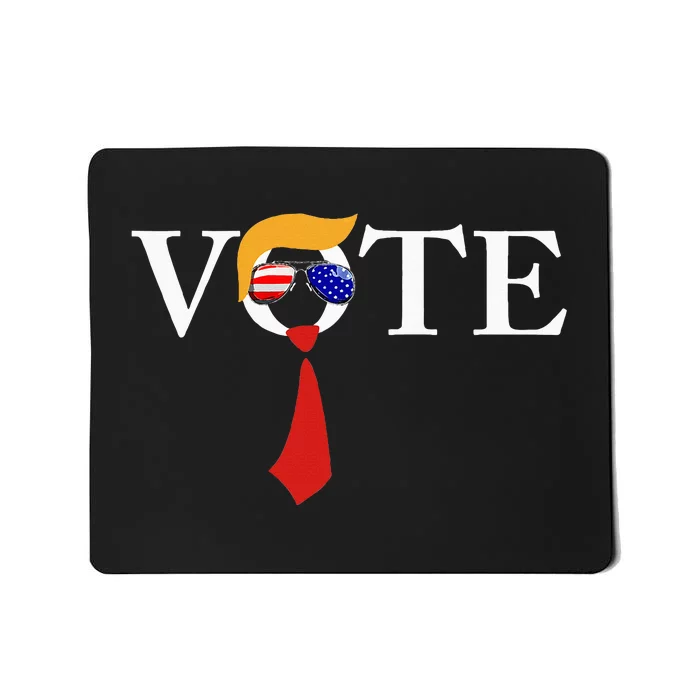 Funny Trump 2024 Vote With Trump Hair Sunglasses Us Flag Mousepad