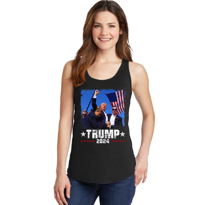 Fight Trump 2024 Election American Flag Donald Trump 2024 Ladies Essential Tank