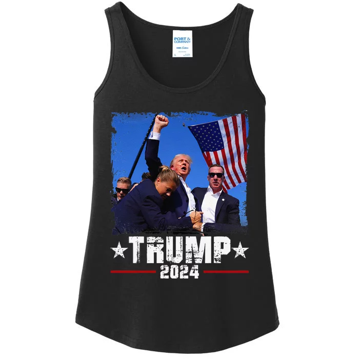 Fight Trump 2024 Election American Flag Donald Trump 2024 Ladies Essential Tank