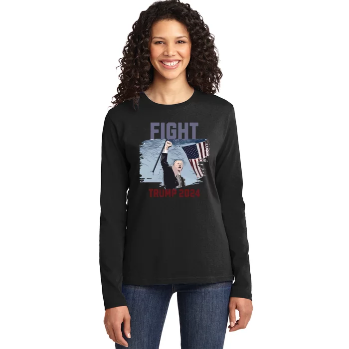 Fight Trump 2024 Trump Fight Ladies Long Sleeve Shirt