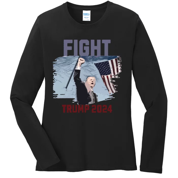 Fight Trump 2024 Trump Fight Ladies Long Sleeve Shirt