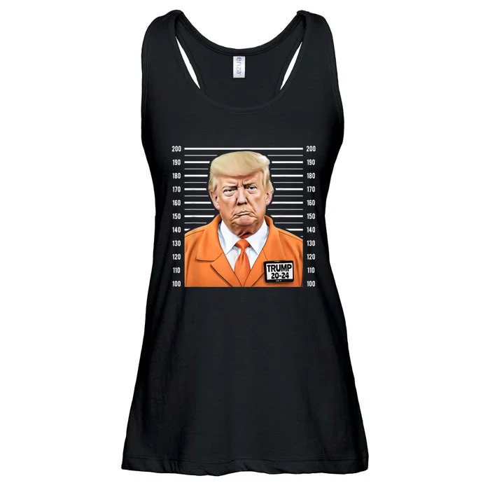 Funny Trump 2024 Prisoner Mugshot Ladies Essential Flowy Tank