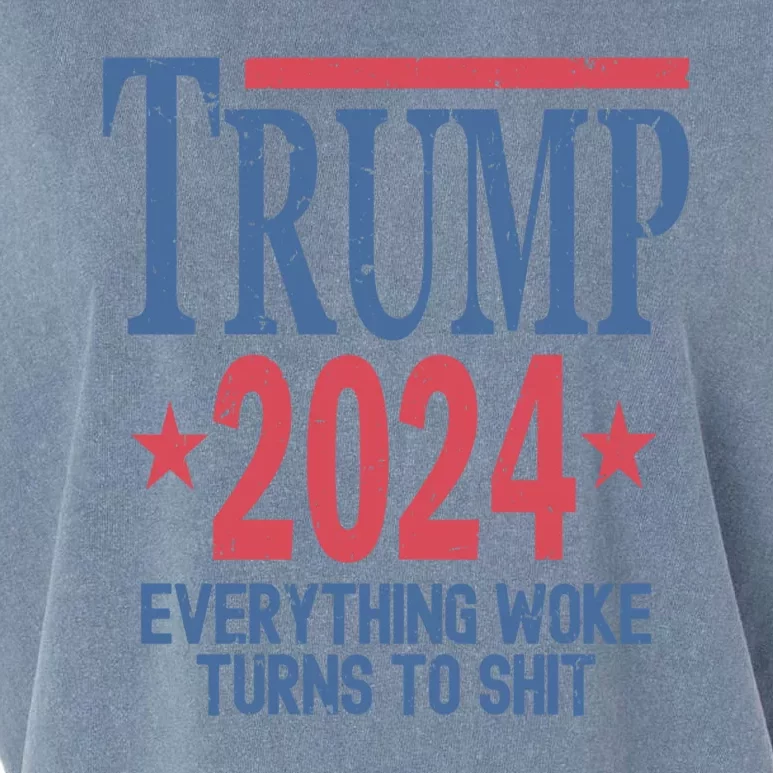 Funny Trump 2024 Everything Woke Turns To Shit Garment-Dyed Women's Muscle Tee