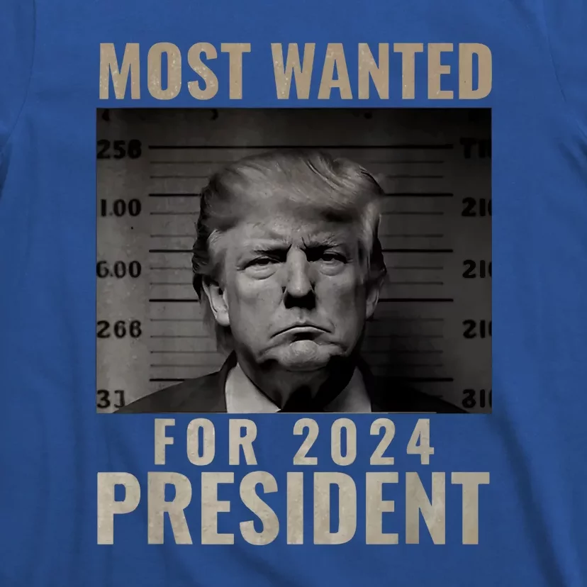 Funny Trump 2024 Most Wanted Mugshot For President Gift T-Shirt