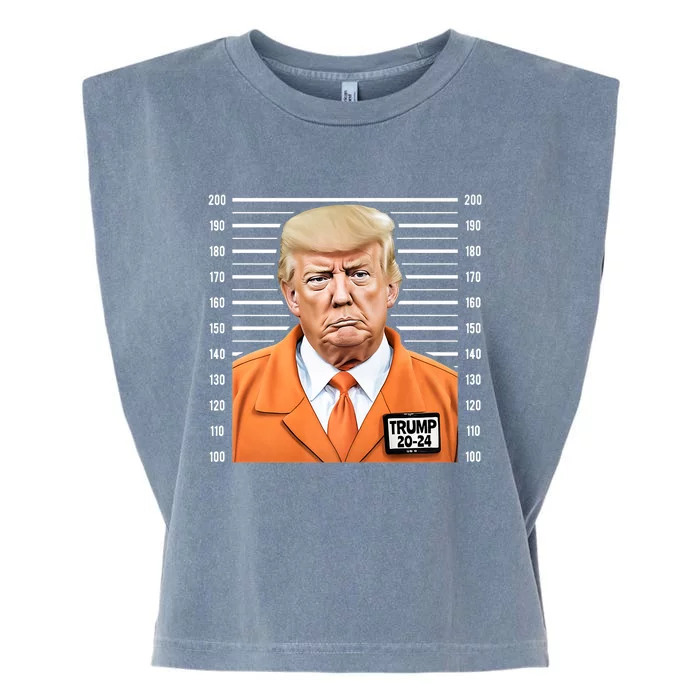 Funny Trump 2024 Prisoner Mugshot Fake Garment-Dyed Women's Muscle Tee