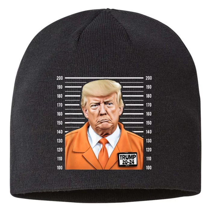 Funny Trump 2024 Prisoner Mugshot 8 1/2in Sustainable Knit Beanie