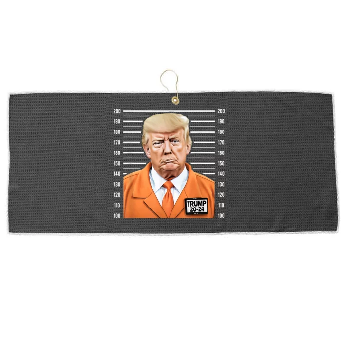 Funny Trump 2024 Prisoner Mugshot Large Microfiber Waffle Golf Towel