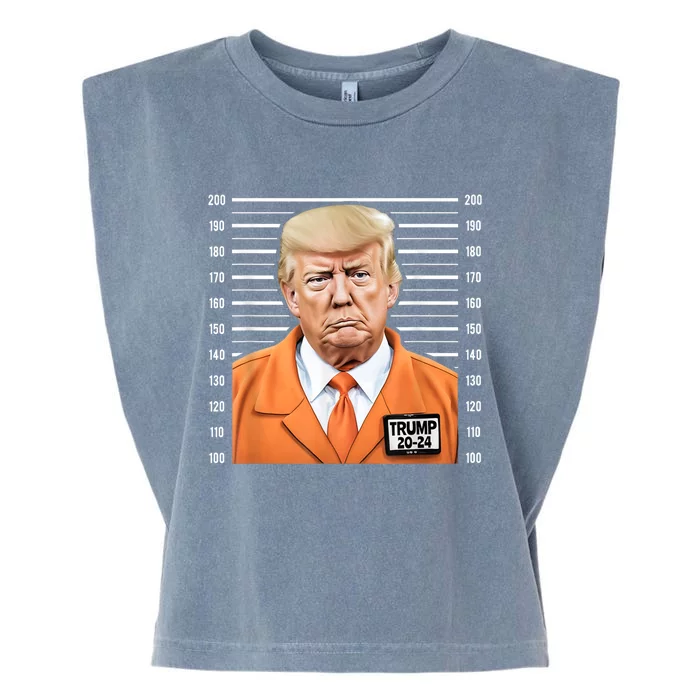 Funny Trump 2024 Prisoner Mugshot Garment-Dyed Women's Muscle Tee