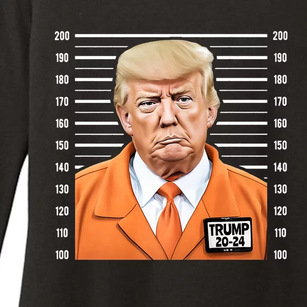 Funny Trump 2024 Prisoner Fake Mugshot Womens CVC Long Sleeve Shirt