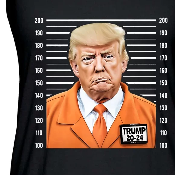 Funny Trump 2024 Prisoner Fake Mugshot Ladies Essential Flowy Tank