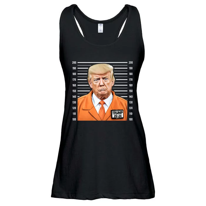 Funny Trump 2024 Prisoner Fake Mugshot Ladies Essential Flowy Tank