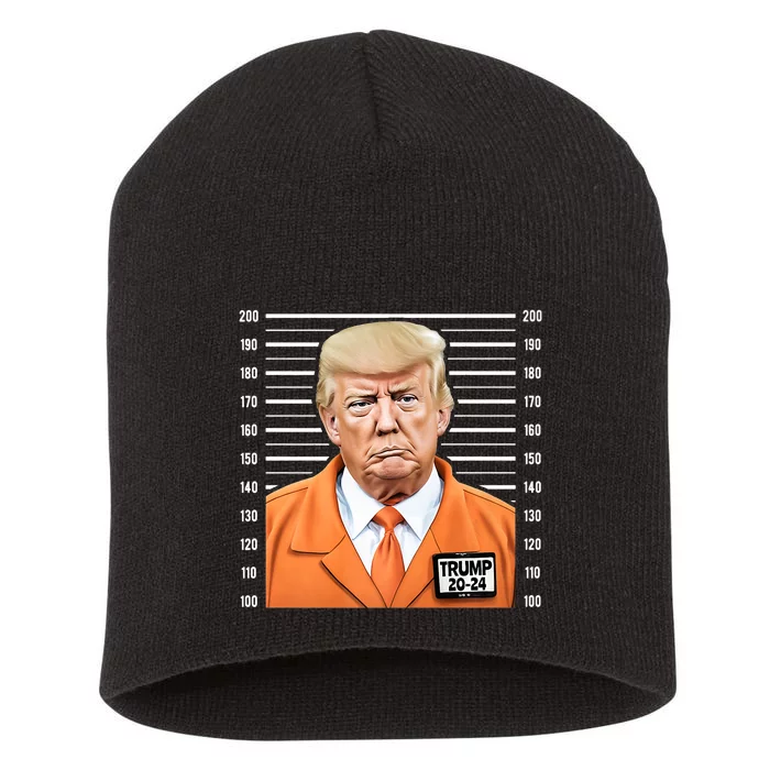 Funny Trump 2024 Prisoner Fake Mugshot Short Acrylic Beanie