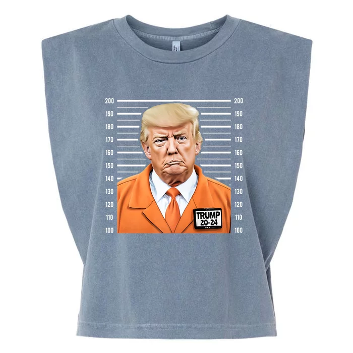 Funny Trump 2024 Prisoner Fake Mugshot Garment-Dyed Women's Muscle Tee