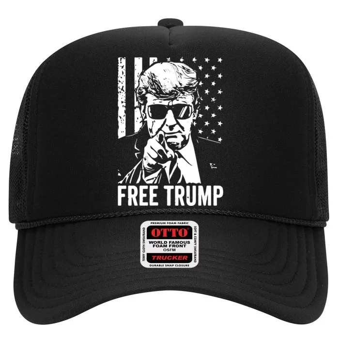 Free Trump 2024 High Crown Mesh Trucker Hat