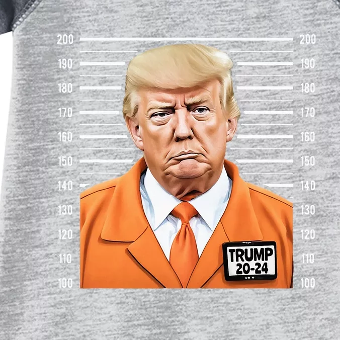 Funny Trump 2024 Prisoner Mugshot Infant Baby Jersey Bodysuit