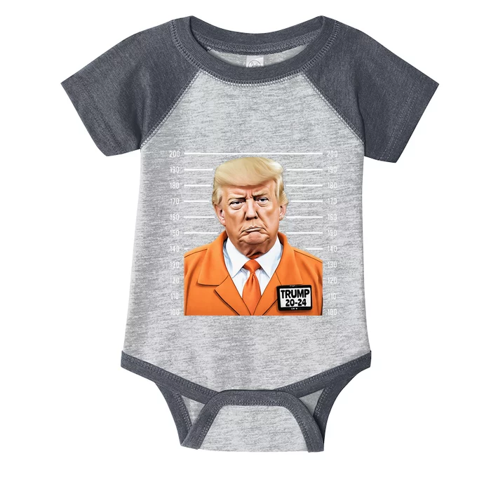 Funny Trump 2024 Prisoner Mugshot Infant Baby Jersey Bodysuit