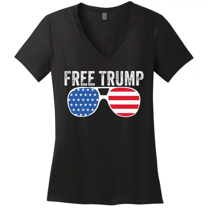 Free Trump 2024 Donald Trump USA Election Women's V-Neck T-Shirt