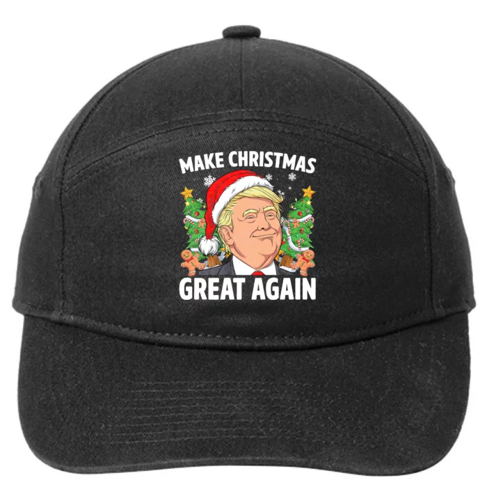 Funny Trump 2024 Make Christmas Great Again 7-Panel Snapback Hat