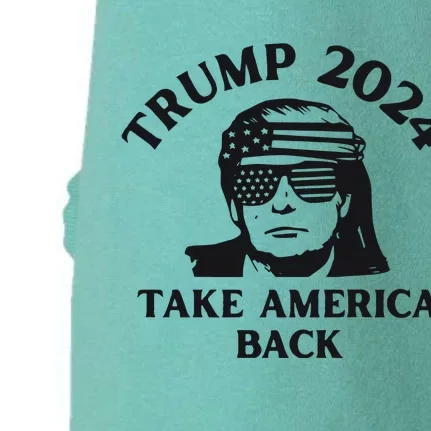 Funny Trump 2024 Take America Back Sunglasses Doggie 3-End Fleece Hoodie