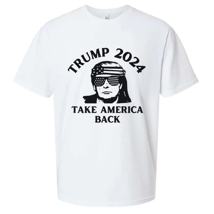 Funny Trump 2024 Take America Back Sunglasses Sueded Cloud Jersey T-Shirt