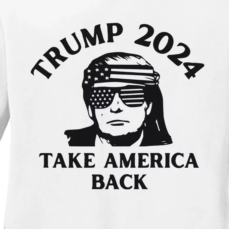 Funny Trump 2024 Take America Back Sunglasses Ladies Long Sleeve Shirt