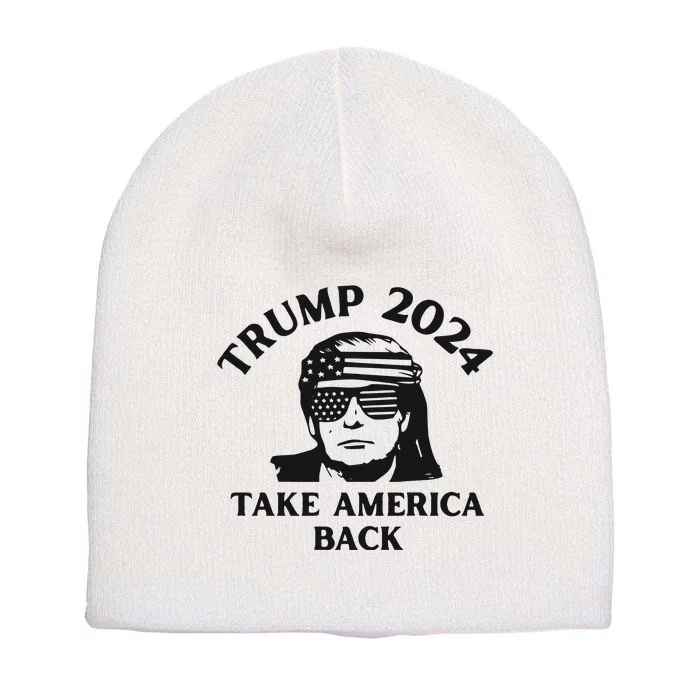 Funny Trump 2024 Take America Back Sunglasses Short Acrylic Beanie