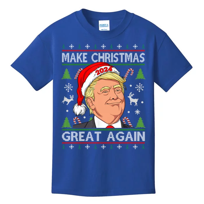 Funny Trump 2024 Make Christmas Great Again Ugly Sweater Funny Gift Kids T-Shirt