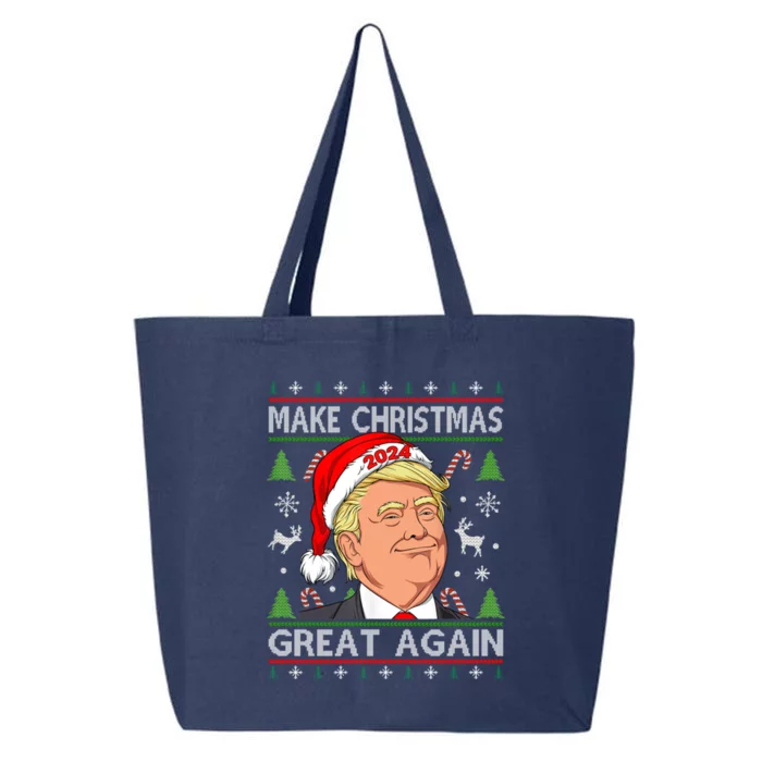 Funny Trump 2024 Make Christmas Great Again Ugly Sweater Funny Gift 25L Jumbo Tote