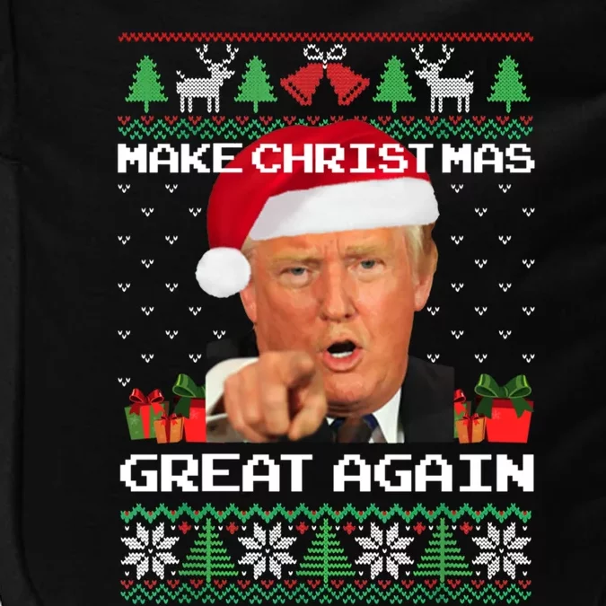 Funny Trump 2024 Make Christmas Great Again Ugly Sweater Gift Impact Tech Backpack