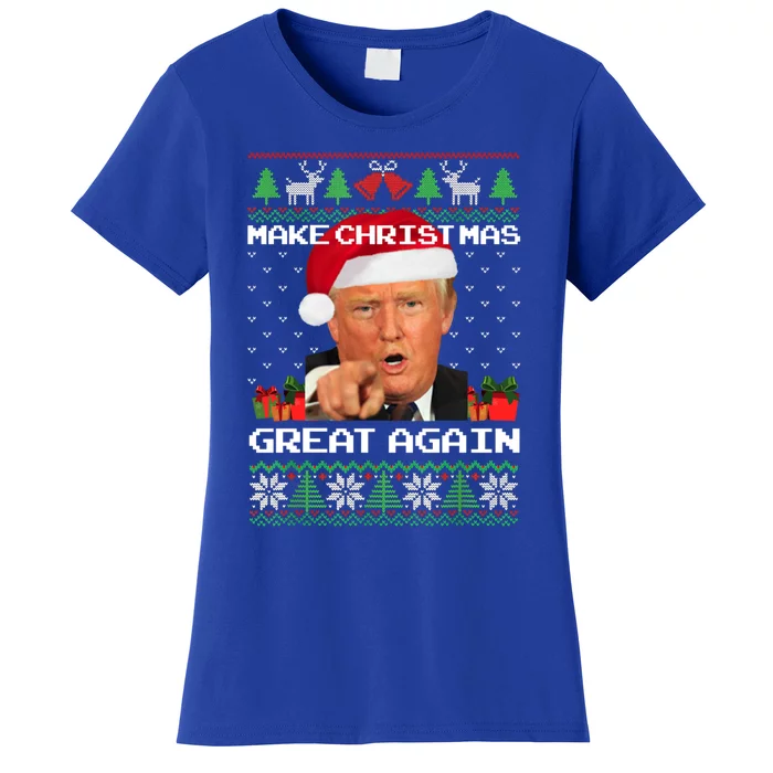 Funny Trump 2024 Make Christmas Great Again Ugly Sweater Gift Women's T-Shirt