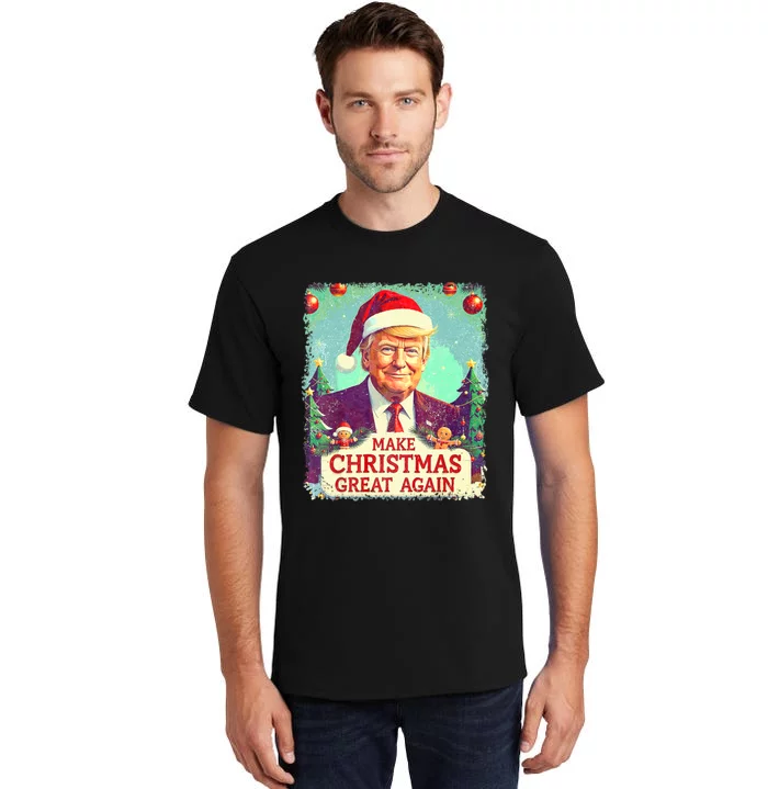 Funny Trump 2024 Make Christmas Great Again Ugly Tall T-Shirt