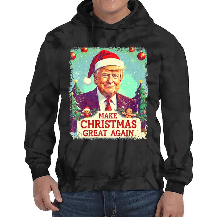 Funny Trump 2024 Make Christmas Great Again Ugly Tie Dye Hoodie