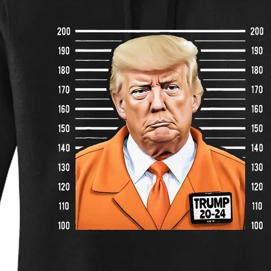 Funny Trump 2024 Prisoner Mugshot Women's Pullover Hoodie