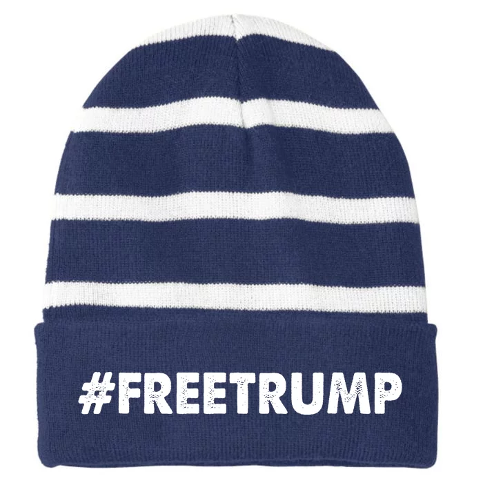 Free Trump 2024 Pro Donald Trump Striped Beanie with Solid Band