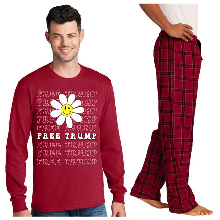 Free Trump 2024 Take America Back Vintage Patriotic Gift Long Sleeve Pajama Set